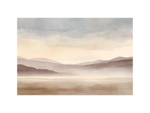 Soft blush watercolor landscape canvas art for peaceful bedroom decor.