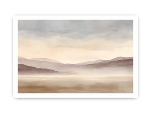 Soft blush watercolor landscape canvas art for peaceful bedroom decor.