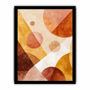 Terracotta geometric abstract canvas art for warm modern hallway decor.