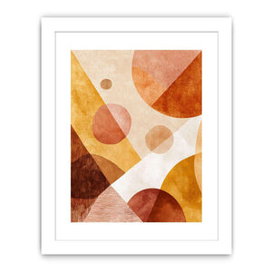 Terracotta geometric abstract canvas art for warm modern hallway decor.