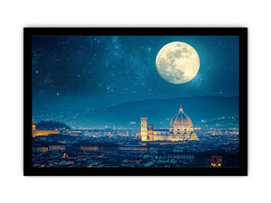 Dreamy Florence moon cityscape canvas art for elegant bedroom decor.