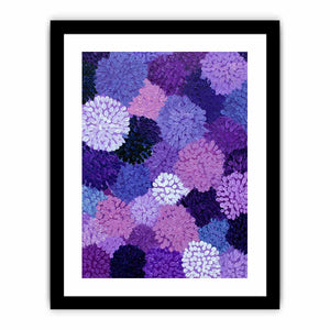 Purple abstract floral canvas art with lavender blooms for modern bedroom decor.