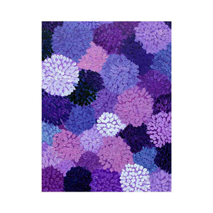 Purple abstract floral canvas art with lavender blooms for modern bedroom decor.