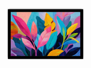 Colorful tropical leaves canvas art for bold modern living room decor.
