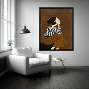 Fashion woman illustration canvas art for chic bedroom decor.