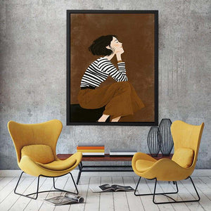 Fashion woman illustration canvas art for chic bedroom decor.