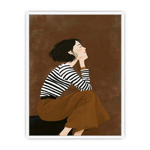 Fashion woman illustration canvas art for chic bedroom decor.