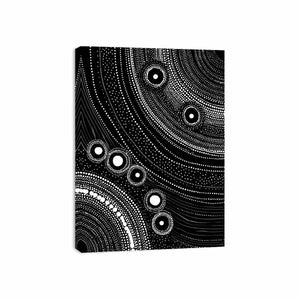 Black and white dot pattern canvas art for modern office decor.