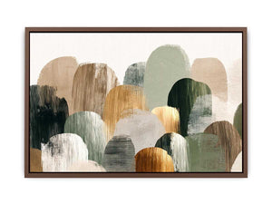 Sage green abstract forms canvas art for calm modern living room decor.
