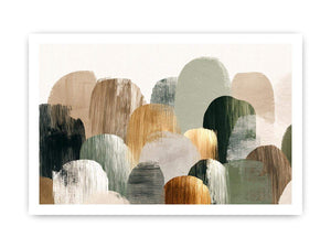 Sage green abstract forms canvas art for calm modern living room decor.
