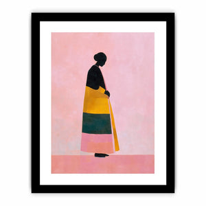 Minimal woman silhouette canvas art with bold colours for modern bedroom decor.