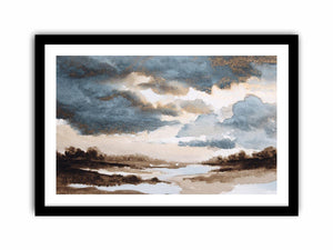 Moody marsh landscape canvas art with storm clouds for refined office or living room decor.