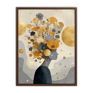 Modern floral silhouette canvas art with gold accents for elegant hallway or bedroom decor.