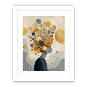 Modern floral silhouette canvas art with gold accents for elegant hallway or bedroom decor.