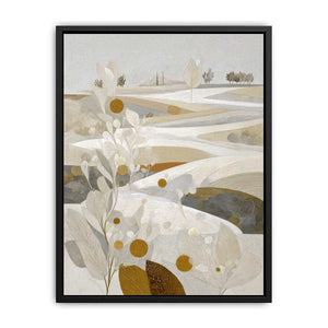 Elegant white botanical landscape canvas art for neutral bedroom decor.