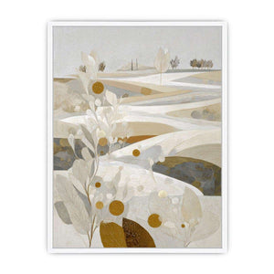 Elegant white botanical landscape canvas art for neutral bedroom decor.