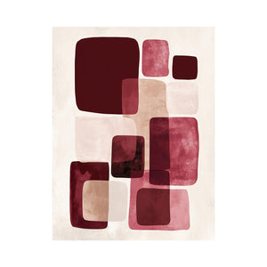 Modern burgundy geometric canvas art for warm bedroom decor.