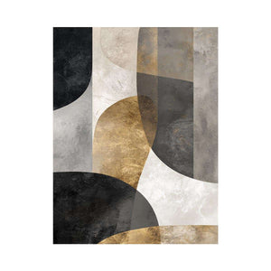 Black grey and gold abstract canvas art for luxury living room decor.