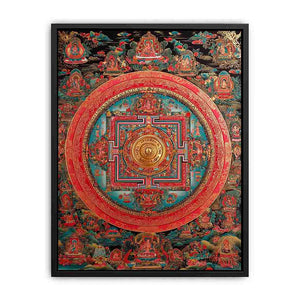 Ornate Tibetan mandala canvas art for meditation room and spiritual home decor.