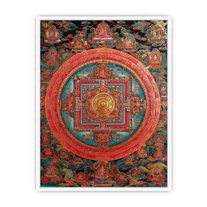 Ornate Tibetan mandala canvas art for meditation room and spiritual home decor.