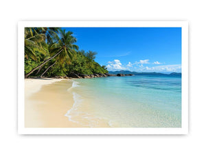 Tropical beach with palm trees and turquoise water canvas art for coastal decor