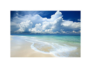 Ocean waves and dramatic clouds coastal canvas art for modern living room decor