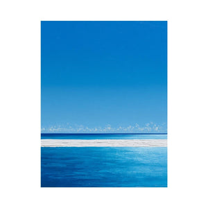Bright turquoise ocean canvas art with white surf and blue sky for coastal bedroom decor.