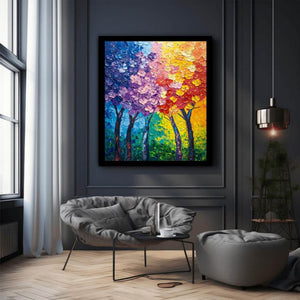 Colorful textured tree artwork for modern living room and office decor