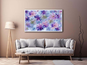 Lavender pink floral canvas art for dreamy bedroom decor.