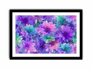 Vibrant purple teal floral canvas art for colorful bedroom decor.