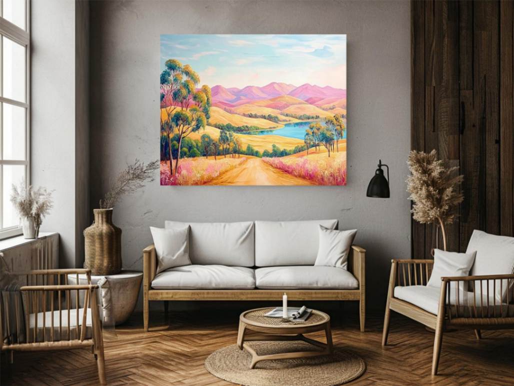 Pastel Valley Drift premium canvas art for modern living room decor