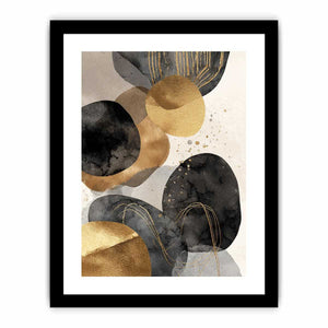 Black and gold abstract canvas art for luxury living room decor.