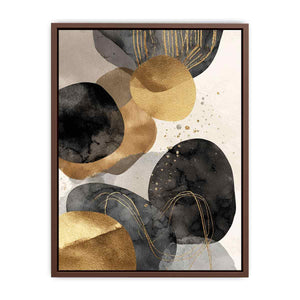 Black and gold abstract canvas art for luxury living room decor.