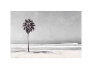 Monochrome palm beach canvas print for coastal bedroom wall decor.