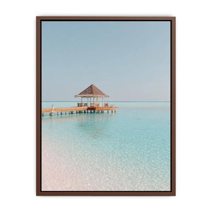 Pavilion above clear water artwork for coastal living room decor