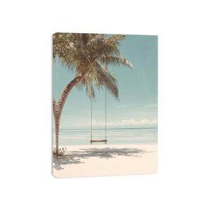 Palm Swing Serenity coastal artwork for modern living room decor