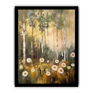 Daisy Woodland Glow premium canvas art for modern living room decor