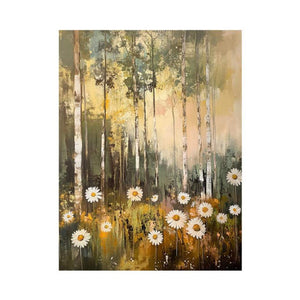 Daisy Woodland Glow premium canvas art for modern living room decor