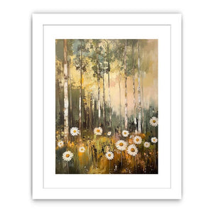 Daisy Woodland Glow premium canvas art for modern living room decor