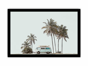Minimal Palm Journey coastal artwork for modern living room decor