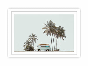 Minimal Palm Journey coastal artwork for modern living room decor