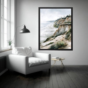 Misty Coastal Bluffs coastal artwork for modern living room decor