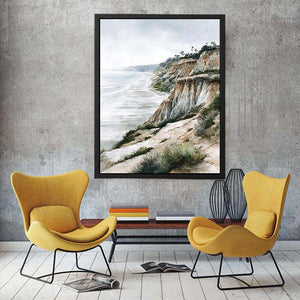 Misty Coastal Bluffs coastal artwork for modern living room decor