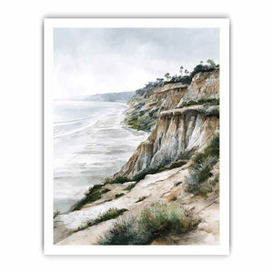 Misty Coastal Bluffs coastal artwork for modern living room decor
