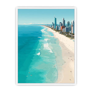 Turquoise coastline and skyline coastal photography for modern living room decor