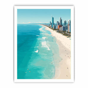 Turquoise coastline and skyline coastal photography for modern living room decor