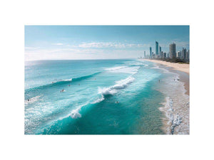 Ocean waves and coastal skyline photography for elegant beach house decor