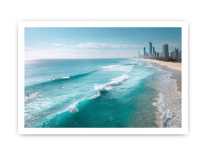 Ocean waves and coastal skyline photography for elegant beach house decor