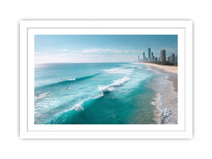 Ocean waves and coastal skyline photography for elegant beach house decor