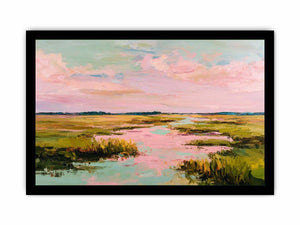 Pastel marsh landscape painting for serene bedroom and living room decor